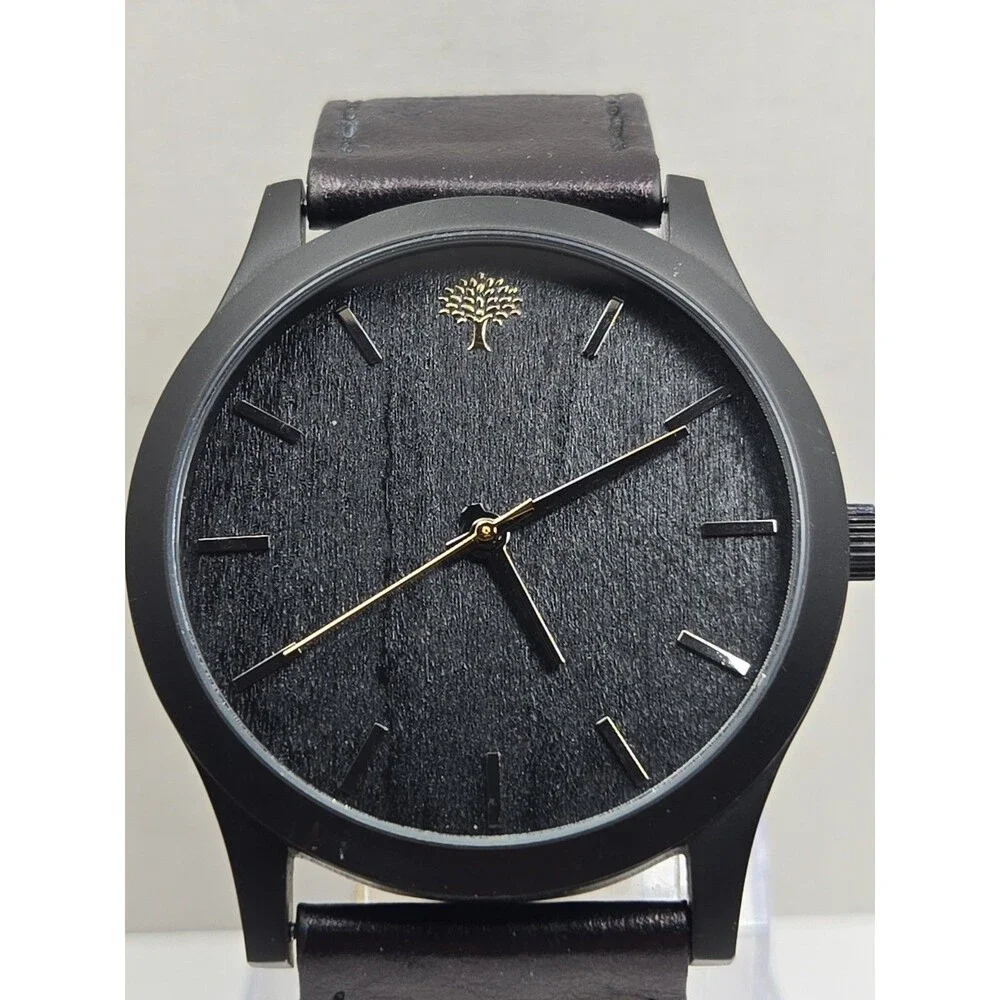Lux Woods Boylan Black Woodgrain Minimalist 45mm Watch Mens Quartz New Battery